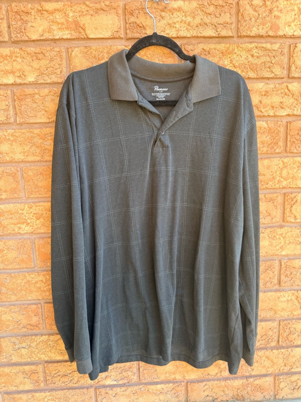 4/$25 • Penmans Charcoal‎ Grey Long Sleeve Polo Shirt